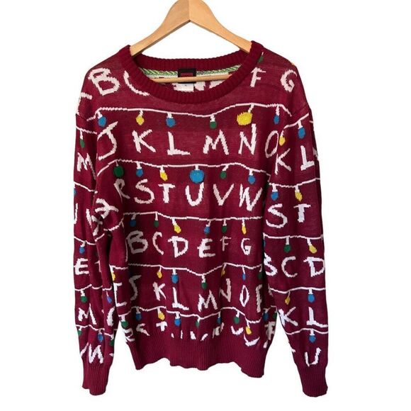 Stranger Things Alphabet Ugly Christmas Sweater Pullover Crewneck Size XL - Picture 4 of 10